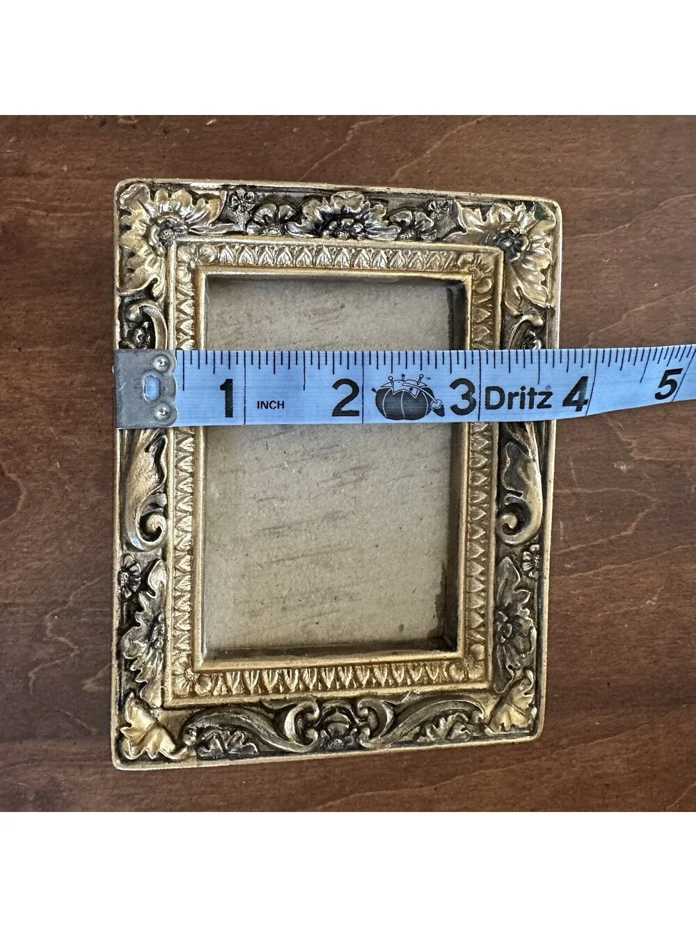 Vintage Ornate Gold Tone Picture Frame 3x5 Floral Scroll Easel Tabletop Frame